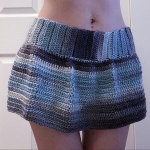 Handmade Multicolor Crochet Women Micro Skirt